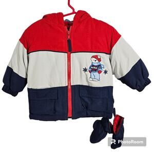 NWT Le Petit Rothschild Winter Hooded Jacket w/ Mittens Size 12M